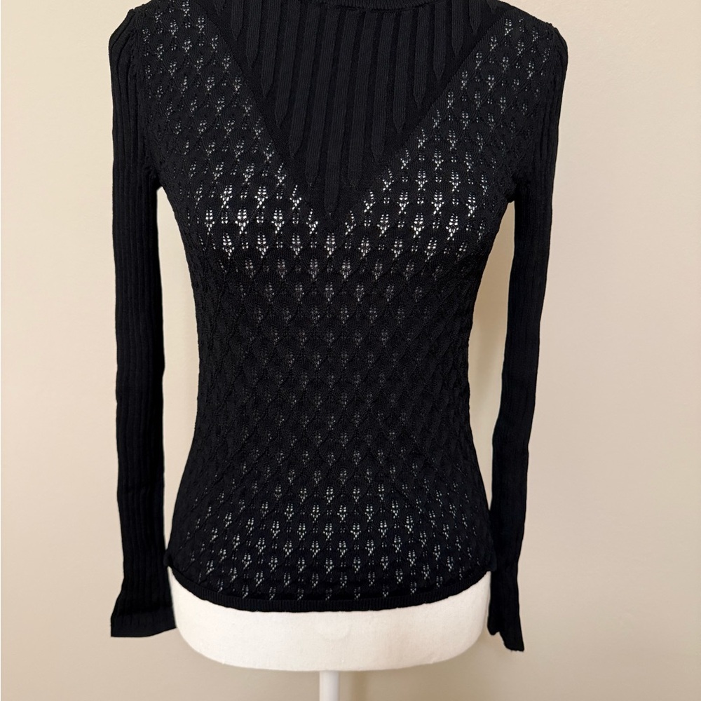 Club Monaco Black Diamond Knit Turtleneck Sweater